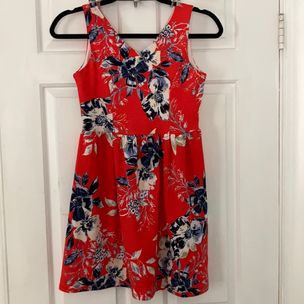 Kids red and blue flora dress